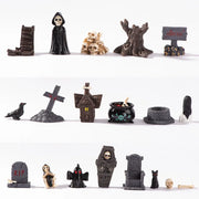 Gothic Halloween Mini Cemetery Scene Set – Spooky Graveyard Decorations - Desktop decorations