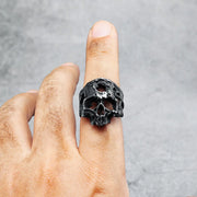 Hollow Skull Men Ring 316L Stainless Steel Weathering Cranium Rock HipHop Party for Biker Rider Male Boyfriend Jewelry