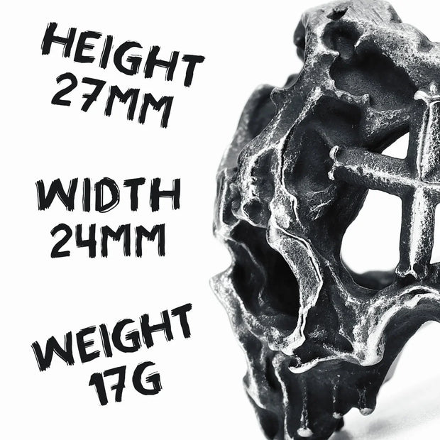 Hollow Skull Men Ring 316L Stainless Steel Weathering Cranium Rock HipHop Party for Biker Rider Male Boyfriend Jewelry