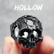 Hollow Skull Men Ring 316L Stainless Steel Weathering Cranium Rock HipHop Party for Biker Rider Male Boyfriend Jewelry