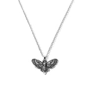 Gothic Moth Pendant Necklace – Vintage Silver Death Moth Necklace