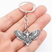 Gothic Moth Pendant Necklace – Vintage Silver Death Moth Necklace - keychain