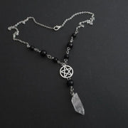 Gothic Pentagram Necklace with Crystal Pendant - 1yinhongshe - pendant