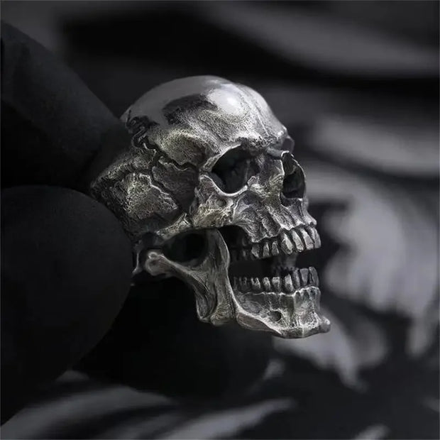 Gothic Punk Exaggeration Demon Skull Rings Cool Men’s 316L Stainless Steel Skull Biker Ring Hiphop Motorcycle Jewelry