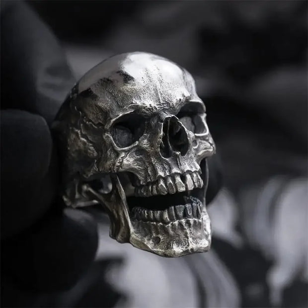 Gothic Punk Exaggeration Demon Skull Rings Cool Men’s 316L Stainless Steel Skull Biker Ring Hiphop Motorcycle Jewelry