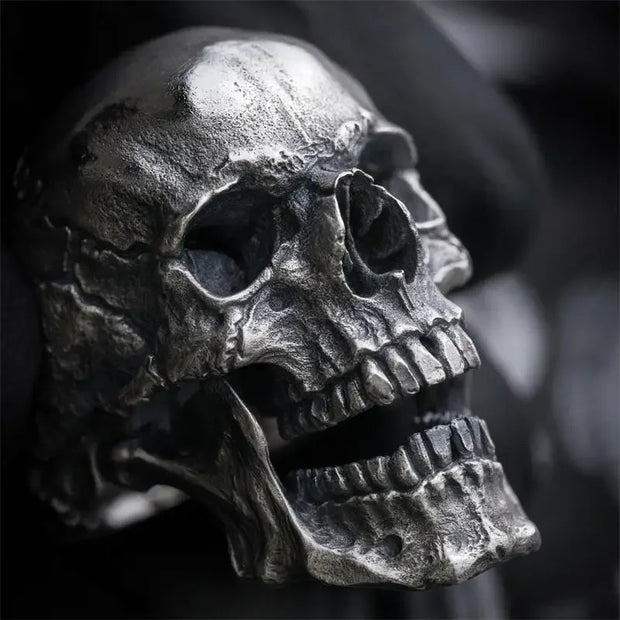 Gothic Punk Exaggeration Demon Skull Rings Cool Men’s 316L Stainless Steel Skull Biker Ring Hiphop Motorcycle Jewelry