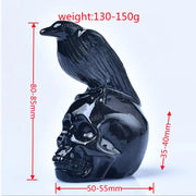 Gothic Raven on Skull Statue – Black Resin Crow and Skull Decor for Gothic and Dark Spaces - Desktop decorations