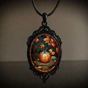 Gothic Vampire Owl Cameo Necklace Women Men Fashion Pagan Witch Jewelry Accessories Gift Blood Owl Glass Charm Rope