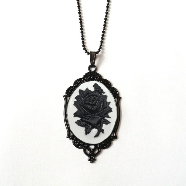 Gothic Vampire Owl Cameo Necklace Women Men Fashion Pagan Witch Jewelry Accessories Gift Blood Owl Glass Charm Rope