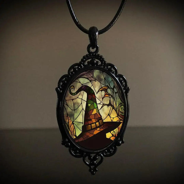 Gothic Vampire Owl Cameo Necklace Women Men Fashion Pagan Witch Jewelry Accessories Gift Blood Owl Glass Charm Rope