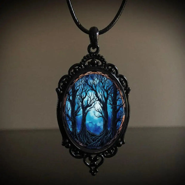 Gothic Vampire Owl Cameo Necklace Women Men Fashion Pagan Witch Jewelry Accessories Gift Blood Owl Glass Charm Rope