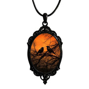 Gothic Vampire Owl Cameo Necklace Women Men Fashion Pagan Witch Jewelry Accessories Gift Blood Owl Glass Charm Rope