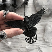 Gothic Raven Pendant Necklace – Mystical Bird of Prey Jewelry for Dark Aesthetic - CK0584-black - pendant