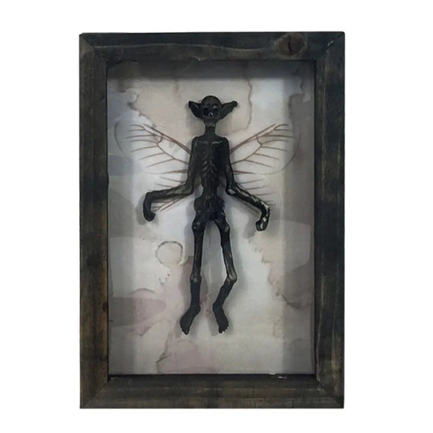 Gothic Skeleton Fairy Display – Shadow Box Art for Alternative and Unique Home Decor - A - Desktop decorations