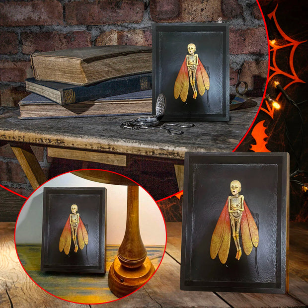 Gothic Skeleton Fairy Display – Shadow Box Art for Alternative and Unique Home Decor - C - Desktop decorations