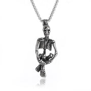 Gothic Skeleton Necklace – Dark Fantasy Pendant for Alternative Fashion - AL20256-Silver - pendant