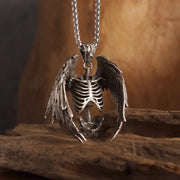 Gothic Skeleton Necklace – Dark Fantasy Pendant for Alternative Fashion - AL19705-Silver - pendant