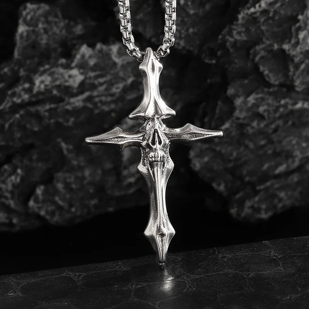 Gothic Skeleton Necklace – Dark Fantasy Pendant for Alternative Fashion - AL21471-Silver - pendant