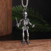 Gothic Skeleton Necklace – Dark Fantasy Pendant for Alternative Fashion - AL20236-Silver - pendant