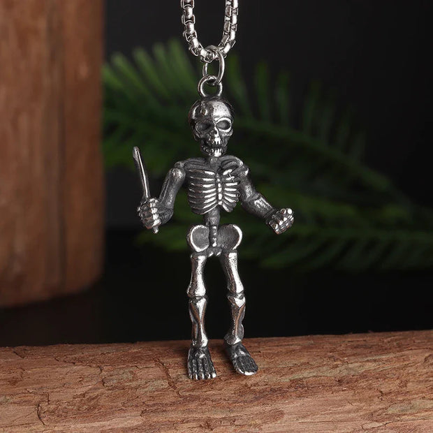 Gothic Skeleton Necklace – Dark Fantasy Pendant for Alternative Fashion - AL20236-Silver - pendant