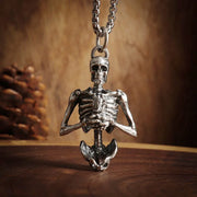 Gothic Skeleton Necklace – Dark Fantasy Pendant for Alternative Fashion - AL19685-Silver - pendant