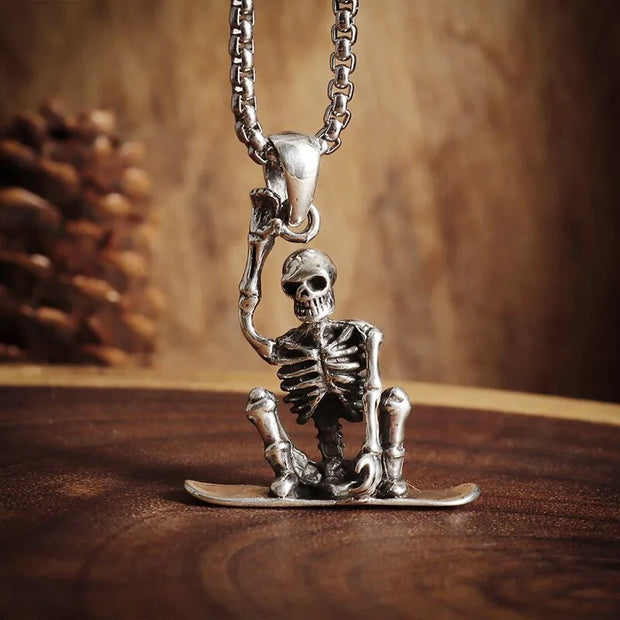 Gothic Skeleton Necklace – Dark Fantasy Pendant for Alternative Fashion - AL19763-Silver - pendant