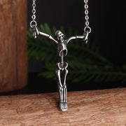 Gothic Skeleton Necklace – Dark Fantasy Pendant for Alternative Fashion - AL20237-Silver - pendant