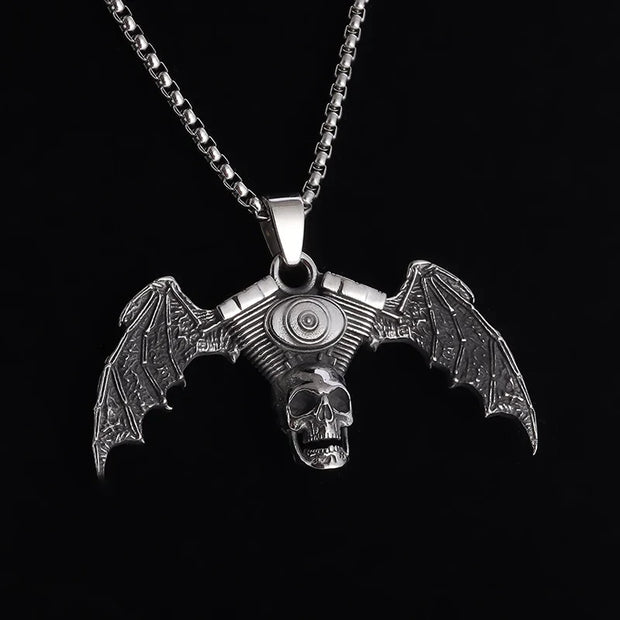 Gothic Skeleton Necklace – Dark Fantasy Pendant for Alternative Fashion - AL20257-Silver - pendant