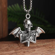 Gothic Skeleton Necklace – Dark Fantasy Pendant for Alternative Fashion - AL20214-Silver - pendant