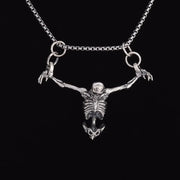 Gothic Skull Bat Necklace – Intricate Winged Skull Pendant for Dark and Edgy Style - pendant