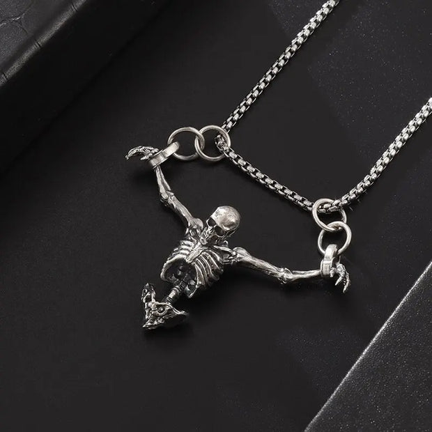 Gothic Skull Bat Necklace – Intricate Winged Skull Pendant for Dark and Edgy Style - pendant