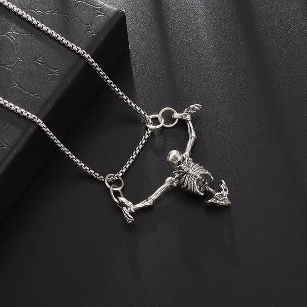 Gothic Skull Bat Necklace – Intricate Winged Skull Pendant for Dark and Edgy Style - pendant