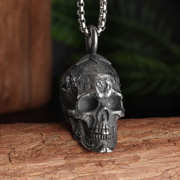 Gothic Skull Bat Necklace – Intricate Winged Skull Pendant for Dark and Edgy Style - AL20224-Silver - pendant