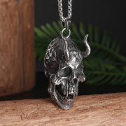 Gothic Skull Bat Necklace – Intricate Winged Skull Pendant for Dark and Edgy Style - AL20241-Silver - pendant