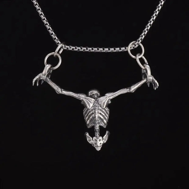 Gothic Skull Bat Necklace – Intricate Winged Skull Pendant for Dark and Edgy Style - pendant