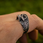 Gothic Hell Demon Death Skull Open Adjustable Ring Motorcycle Riding Retro Punk Play Halloween Jewelry for Men - Silver