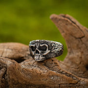 Gothic Hell Demon Death Skull Open Adjustable Ring Motorcycle Riding Retro Punk Play Halloween Jewelry for Men - Silver