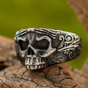 Gothic Hell Demon Death Skull Open Adjustable Ring Motorcycle Riding Retro Punk Play Halloween Jewelry for Men - Silver