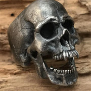 Gothic Skull Ring – Vintage Silver Skull Ring for Gothic and Alternative Fashion - Black Color / 10 - ring