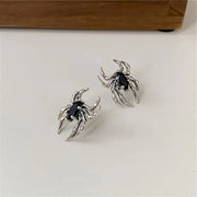 Gothic Spider Earrings – Statement Jewelry for Halloween and Dark Aesthetic - Old silvery - Earring