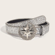 Y2k Bling Star Rhinestone Belt Women’s Brand Luxury Sequin Punk Metal Buckle Belt Fashion Waistband Jeans Pants Decor