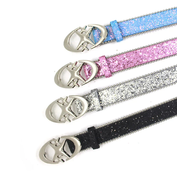 Y2k Bling Star Rhinestone Belt Women’s Brand Luxury Sequin Punk Metal Buckle Belt Fashion Waistband Jeans Pants Decor