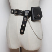 New Chain Small Bag Belts For Women Jean Punk Silver Pin Buckle Strap Belt Shoulder Bag Phone Pouch Waist Bags Hollow