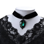 Gothic Venom Crystal Cameo Necklace For Women Fashion Witch Jewelry Accessorie Gift Goth Alternative Green Crystal