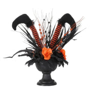 Gothic Witch’s Leg Floral Arrangement – Halloween Black and Orange Table Decor - Desktop decorations