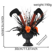 Gothic Witch’s Leg Floral Arrangement – Halloween Black and Orange Table Decor - Desktop decorations