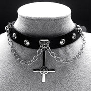 Harajuku Gothic Choker – Satanic Inverted Cross Necklace for Alternative Fashion - SG17 39CM SR