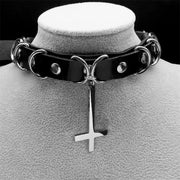 Harajuku Gothic Choker – Satanic Inverted Cross Necklace for Alternative Fashion - SG14 39CM SR