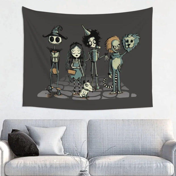 Haunted Halloween Tapestry – Spooky Skeleton Art Decor with Gothic Monster Design - 12 / 95x73 cm - Carpets & Tapestries