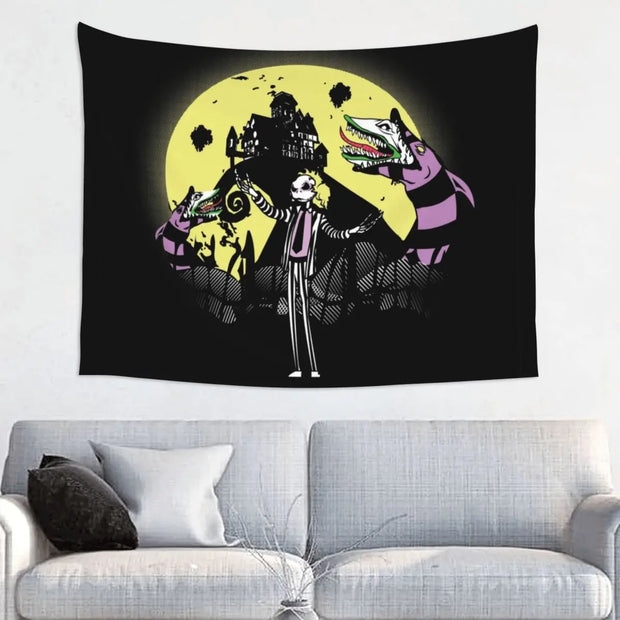 Haunted Halloween Tapestry – Spooky Skeleton Art Decor with Gothic Monster Design - 11 / 95x73 cm - Carpets & Tapestries